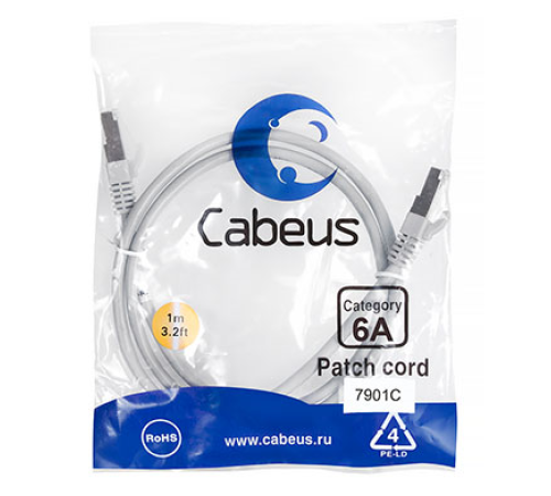 Cabeus PC-SSTP-RJ45-Cat.6a-1m-LSZH Патч-корд S/FTP, категория 6а (10G), 2xRJ45/8p8c, экранированный, серый, LSZH, 1м (PC-SSTP-RJ45-Cat.6a-1m-LSZH) Cabeus PC-SSTP-RJ45-Cat.6a-1m-LSZH Патч-корд S/FTP, категория 6а (10G), 2xRJ45/8p8c, экранированный, серый, LSZH, 1м (PC-SSTP-RJ45-Cat.6a-1m-LSZH)