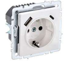 Розетка BRITE РЮш11-1-БрБ 16А с USB A+C 18Вт с заземл. защ. шторки бел. IEK BR-R14-16-U22-018-K01