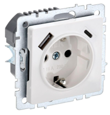Розетка BRITE РЮш11-1-БрБ 16А с USB A+C 18Вт с заземл. защ. шторки бел. IEK BR-R14-16-U22-018-K01
