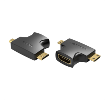 Переходник Vention 2 in 1 Mini HDMI and Micro HDMI Male to HDMI Female Adapter Black (AGFB0)