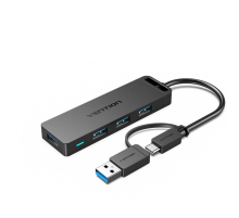Порт-репликатор Vention 4-Port USB 3.0 Hub with Type C & USB 3.0 2-in-1 Interface and Power Supply 0.15M ABS Type (CHTBB)