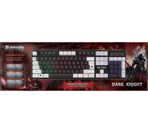 Клавиатура USB GK-077 DARK KNIGHT 45078 DEFENDER Клавиатура USB GK-077 DARK KNIGHT 45078 DEFENDER