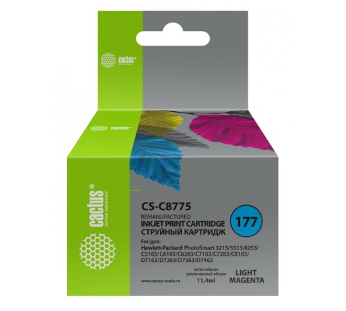 Картридж струйный Cactus CS-C8775 №177 светло-пурпурный (11.4мл) для HP PS 3213/3313/8253/C5183/C6183/C6283/C7183/C7283/C8183/D7163/D7263/D7363/D7463