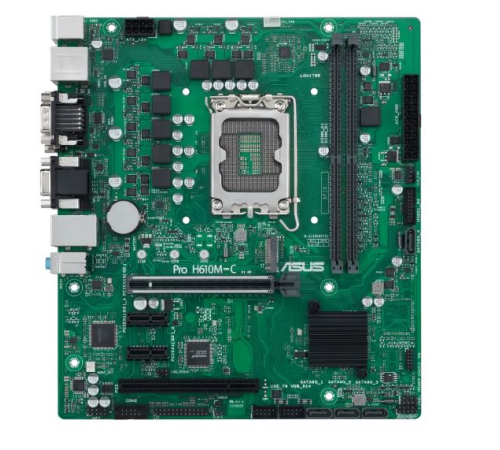 Материнская плата ASUS PRO H610M-C-CSM, LGA1700, B610, 2*DDR5, D-sub+DP+DVI+HDMI, SATA 6.0, M.2, USB 3.2*2, USB 2.0*2,  COM, mATX; 90MB1AT0-M0EAYC (PRO H610M-C-CSM)