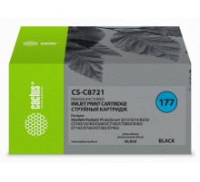 Картридж струйный Cactus CS-C8721 №177 черный (26мл) для HP PS 3213/3313/8253/C5183/C6183/C6283/C7183/C7283/C8183/D7163/D7263/D7363/D7463