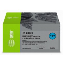 Картридж струйный Cactus CS-C8721 №177 черный (26мл) для HP PS 3213/3313/8253/C5183/C6183/C6283/C7183/C7283/C8183/D7163/D7263/D7363/D7463