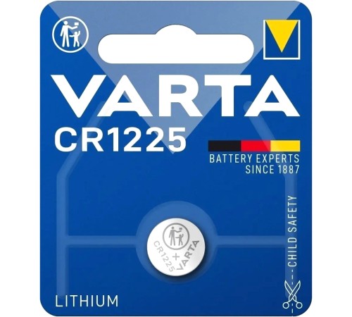 Батарейка Varta ELECTRONICS CR1225 BL1 Lithium 3V (6225) (1/10/100) Varta PRIMARY LITHIUM CR1225 (06225101401)