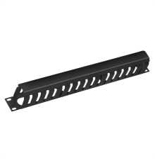 Cabeus JB07-1U-BK Кабельный органайзер 19" 1U с крышкой, металлический, цвет черный (RAL9004) (JB07-1U-BK)