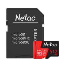 Флеш карта microSDHC 512Gb Class10 Netac NT02P500PRO-512G-R P500 Extreme Pro + adapter