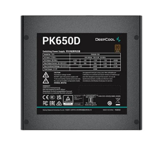 Блок питания Deepcool PK650D (ATX 2.4, 650W, PWM 120mm fan, Active PFC+DC to DC, 80+ BRONZE) RET (PK650D)