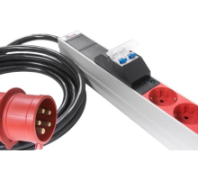 Верт блок розеток Rem-3x32, 3 фазы 32A, 6 авт, инд, 24 S, 1820 мм, IEC 309, шнур 3 м (R-3x32-24S-A-I-1820-3-3PN)