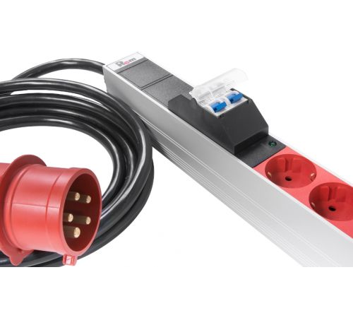 Верт блок розеток Rem-3x32, 3 фазы 32A, 6 авт, инд, 24 S, 1820 мм, IEC 309, шнур 3 м (R-3x32-24S-A-I-1820-3-3PN)