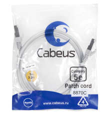Cabeus PC-FTP-RJ45-Cat.5e-1m-LSZH Патч-корд F/UTP, категория 5е, 2xRJ45/8p8c, экранированный, серый, LSZH, 1м (PC-FTP-RJ45-Cat.5e-1m-LSZH)