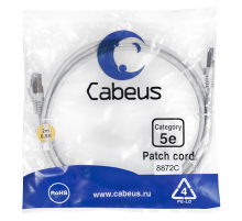 Cabeus PC-FTP-RJ45-Cat.5e-2m-LSZH Патч-корд F/UTP, категория 5е, 2xRJ45/8p8c, экранированный, серый, LSZH, 2м (PC-FTP-RJ45-Cat.5e-2m-LSZH)