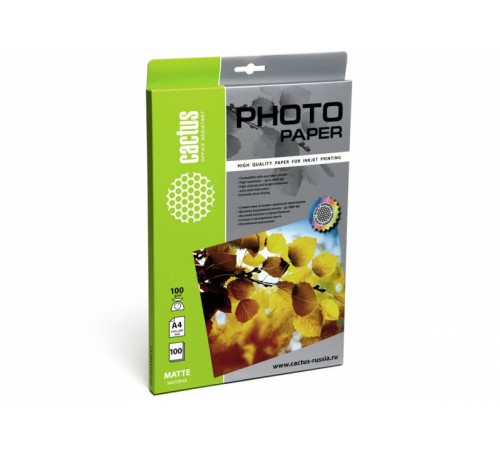 Фотобумага Cactus CS-MA4100100 A4/100г/м2/100л./белый матовое для струйной печати Фотобумага Cactus CS-MA4100100 A4/100г/м2/100л./белый матовое для струйной печати