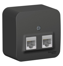 Systeme electric BLNIA045456 BLANCA О/У РОЗЕТКА двойная компьютерная RJ45, кат.5E, ИЗОЛ.ПЛ.,АНТРАЦИТ