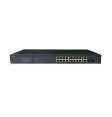 Неуправляемый стоечный 16 портовый PoE коммутатор POWERTONE PUS-CC16L-250R с изоляцией портов