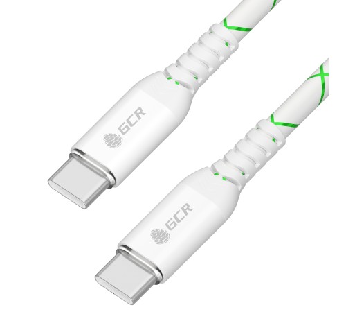 GCR Кабель 1.0m Type C-C POWER DELIVERY 18 W, бело-зеленый, AL case белый, белый ПВХ Greenconnect GCR-55199