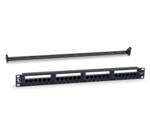 Cabeus PL-24-Cat.6-Dual IDC Патч-панель 19" (1U), 24 порта RJ-45, категория 6, Dual IDC, с задним кабельным организатором (PL-24-Cat.6-Dual)