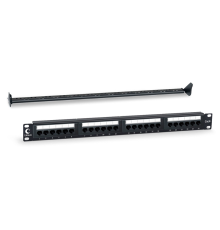 Cabeus PL-24-Cat.6-Dual IDC Патч-панель 19" (1U), 24 порта RJ-45, категория 6, Dual IDC, с задним кабельным организатором (PL-24-Cat.6-Dual)