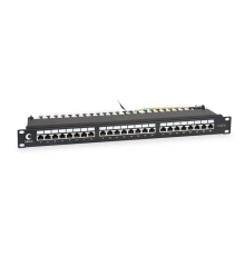 Cabeus PL-24-Cat.6-SH-Dual IDC Патч-панель 19" (1U), 24 порта RJ-45, категория 6, экранированная, с задним организатором (PL-24-Cat.6-SH-Dual)