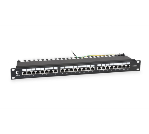 Cabeus PL-24-Cat.6-SH-Dual IDC Патч-панель 19" (1U), 24 порта RJ-45, категория 6, экранированная, с задним организатором (PL-24-Cat.6-SH-Dual) Cabeus PL-24-Cat.6-SH-Dual IDC Патч-панель 19" (1U), 24 порта RJ-45, категория 6, экранированная, с задним организатором (PL-24-Cat.6-SH-Dual)