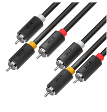 GCR Кабель 3.0m видео-аудио 3 х RCA / 3 х RCA, черный, GCR-54137 (GCR-54137)