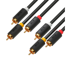 GCR Кабель 1.5m видео-аудио 3 х RCA / 3 х RCA, GOLD, черный, GCR-51820 (GCR-51820)