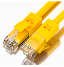 GCR Патч-корд прямой 0.1m UTP кат.5e, желтый, позолоченные контакты, 24 AWG, литой, GCR-LNC02-0.1m, ethernet high speed 1 Гбит/с, RJ45, T568B (GCR-LNC02-0.1m)