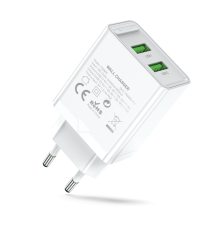 Сетевое зарядное устройство Vention на 2 порта USB (A+A) QC 3.0 Белый Vention FBAW0-EU