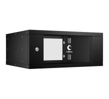 Cabeus WSC-05D-4U55/45-BK Шкаф телекоммуникационный настенный 19" 4U, серия LIGHT разборный, дверь стекло, цвет черный (WSC-05D-4U55/45-BK)