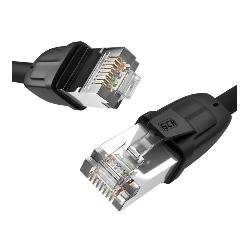 GCR Патч-корд PROF кат.8 ethernet  30.0m F/FTP,  RJ45, CU, 26 AWG, литой, прямой, черный, экранированные коннекторы, GCR-52354 Greenconnect RJ45(m) - RJ45(m) Cat. 8 F/FTP LSZH 30м (GCR-52354)