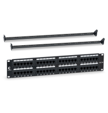 Cabeus PL-48-Cat.5e-Dual IDC Патч-панель 19" (2U), 48 портов RJ-45, категория 5e, Dual IDC, с задним кабельным организатором (PL-48-Cat.5e-Dual)