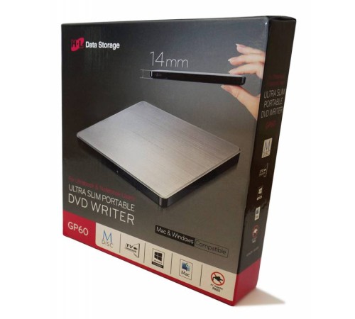 Привод DVD-RW LG GP60NS60 серебристый/черный USB slim ultra slim внешний RTL Привод DVD-RW LG GP60NS60 серебристый/черный USB slim ultra slim внешний RTL