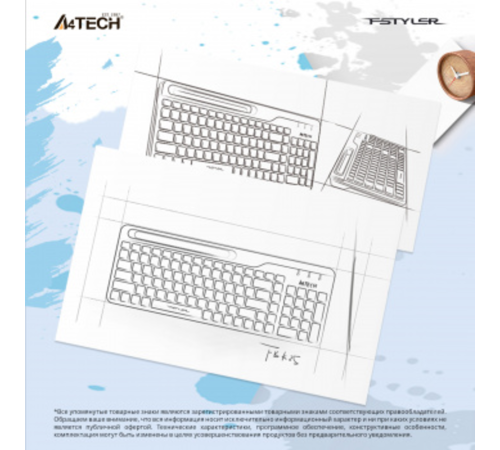 Клавиатура A4Tech Fstyler FBK25 белый беспроводная BT/Radio slim Multimedia Клавиатура A4Tech Fstyler FBK25 белый беспроводная BT/Radio slim Multimedia