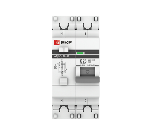 EKF DA32-25-30-pro Дифференциальный автомат АД-32 1P+N 25А/30мА (хар. C, AC, электронный, защита 270В) 4,5кА EKF PROxima EKF DA32-25-30-pro Дифференциальный автомат АД-32 1P+N 25А/30мА (хар. C, AC, электронный, защита 270В) 4,5кА EKF PROxima