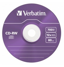 Диск CD-RW Verbatim 700Mb 12x Slim case (5шт) Color (43167)
