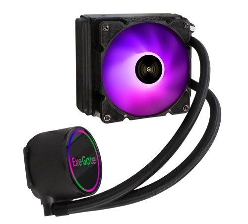 Exegate EX293456RUS Комплект водяного охлаждения ExeGate BlackWater-120.PWM.RGB (RGB подсветка, LGA2066/2011/1366/1150/1151/1155/1156/1200/1700/AM4/FM1/FM2/FM2+/AM2/AM2+/AM3/AM3+, TDP 150W, Fan 120mm,