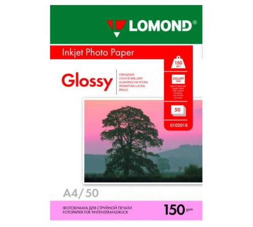 Фотобумага Lomond 0102018 A4/150г/м2/50л./белый глянцевое для струйной печати Фотобумага Lomond 0102018 A4/150г/м2/50л./белый глянцевое для струйной печати