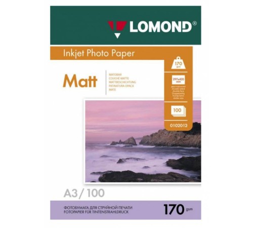 Фотобумага Lomond 0102012 A3/170г/м2/100л./белый матовое/матовое для струйной печати Фотобумага Lomond 0102012 A3/170г/м2/100л./белый матовое/матовое для струйной печати