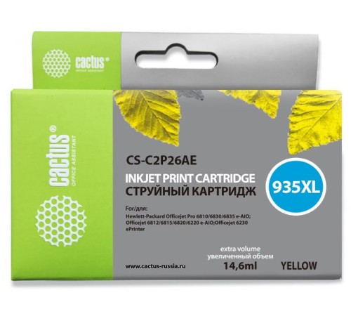 Картридж струйный Cactus CS-C2P26AE №935XL желтый (14.6мл) для HP DJ Pro 6230/6830