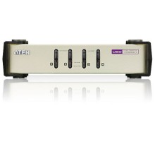 4-х порт. переключатель, электрон., KVM,  1 user PS2/USB+VGA =>  4 cpu PS2/USB+VGA, со шнурами PS2/USB 2х1.2+2х1.8м., 2048x1536, настол., без OSD, некаскад. ATEN CS84U