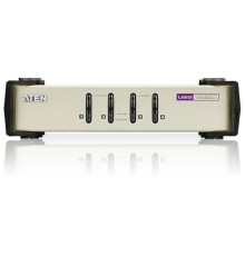 4-х порт. переключатель, электрон., KVM,  1 user PS2/USB+VGA =>  4 cpu PS2/USB+VGA, со шнурами PS2/USB 2х1.2+2х1.8м., 2048x1536, настол., без OSD, некаскад. ATEN CS84U