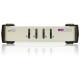 4-х порт. переключатель, электрон., KVM,  1 user PS2/USB+VGA =>  4 cpu PS2/USB+VGA, со шнурами PS2/USB 2х1.2+2х1.8м., 2048x1536, настол., без OSD, некаскад. ATEN CS84U