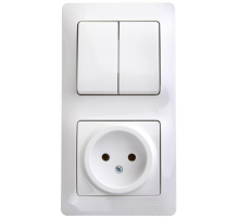 Блок комбинированный Glossa (розетка + 2-кл. выкл.) бел. SE GSL000172