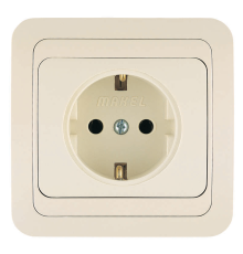 Розетка 1-м СП Mimoza 16А IP20 с заземл.керамика крем./крем. Makel 25008