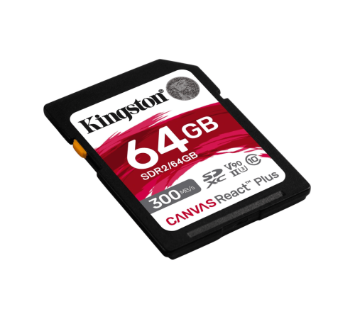 Карта памяти Kingston 64GB Canvas React Plus SDXC UHS-II 300R/260W U3 V90 Карта памяти Kingston 64GB Canvas React Plus SDXC UHS-II 300R/260W U3 V90