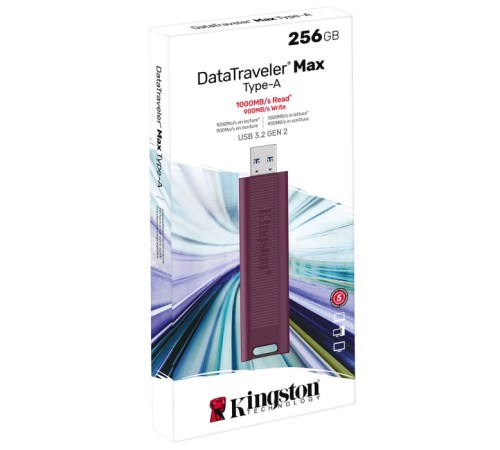 Kingston USB Drive 256GB DataTraveler MaxA USB3.2 Gen 2 Type-A, бордовый Kingston USB Drive 256GB DataTraveler MaxA USB3.2 Gen 2 Type-A, бордовый