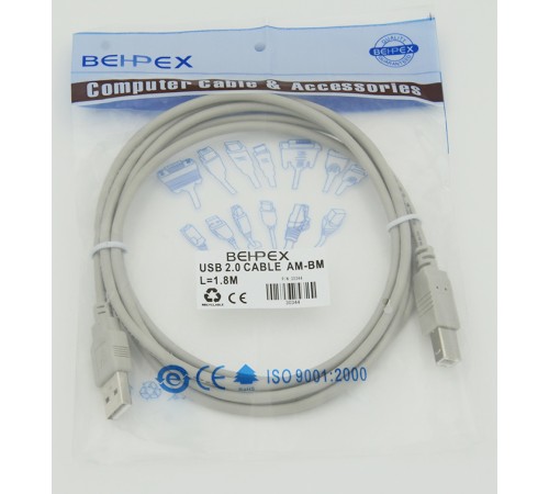 Кабель 218998 USB A(m) USB B(m) 1.8м серый (упак.:1шт) Кабель 218998 USB A(m) USB B(m) 1.8м серый (упак.:1шт)