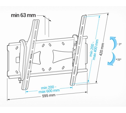 Кронштейн для телевизора Holder PTS-4006 черный 32"-60" макс.45кг настенный наклон